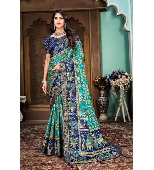 Generic Women's Soft Silk Printed Saree With Unstitched Blouse (Rama, 5-6 Mtrs)