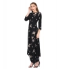 Generic Women's Cotton Blend Abstract Full Sleeves Dress (Black)