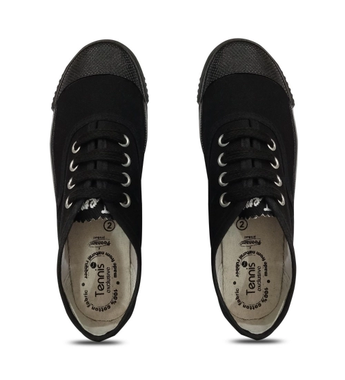 Generic Unisex Cotton School Shoe Lace-Up (Black)