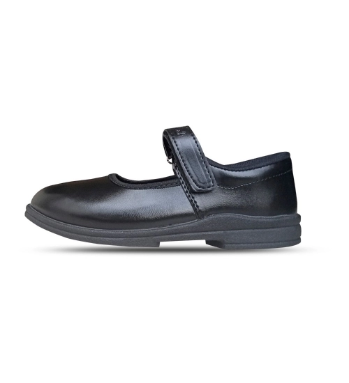 Generic Girls Rexine Ox-Ankle Velcro Closure School Shoe (Black)