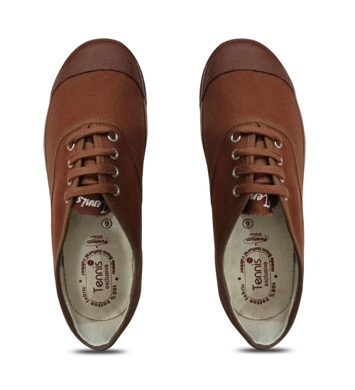 Generic Unisex Cotton School Shoe Lace-Up (Brown)