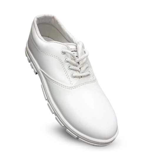 Generic Boy's Rexine School Shoe Lace-Up (White)