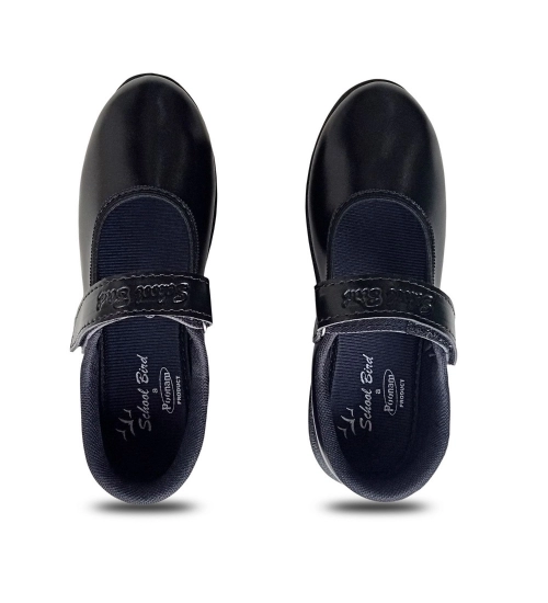 Generic Girls Rexine Ox-Ankle Velcro Closure School Shoe (Black)