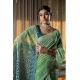 Generic Women's Mulmul Cotton Printed Saree With Unstitched Blouse (Green, 5-6 Mtrs)