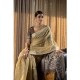 Generic Women's Mulmul Cotton Printed Saree With Unstitched Blouse (Beige, 5-6 Mtrs)