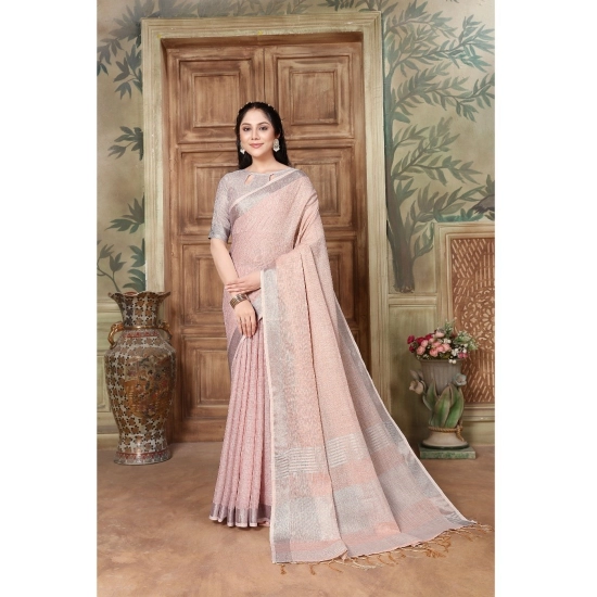Generic Women's Organza Printed Saree With Unstitched Blouse (Pink, 5-6 Mtrs) Generic Women's Organza Printed Saree With Unstitched Blouse (Pink, 5-6 Mtrs)