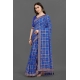 Generic Women's Soft Silk Printed Saree With Unstitched Blouse (Blue, 5-6 Mtrs)