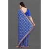 Generic Women's Soft Silk Printed Saree With Unstitched Blouse (Blue, 5-6 Mtrs)