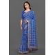 Generic Women's Soft Silk Printed Saree With Unstitched Blouse (Blue, 5-6 Mtrs)