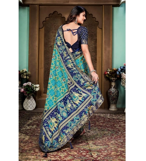 Generic Women's Soft Silk Printed Saree With Unstitched Blouse (Rama, 5-6 Mtrs)