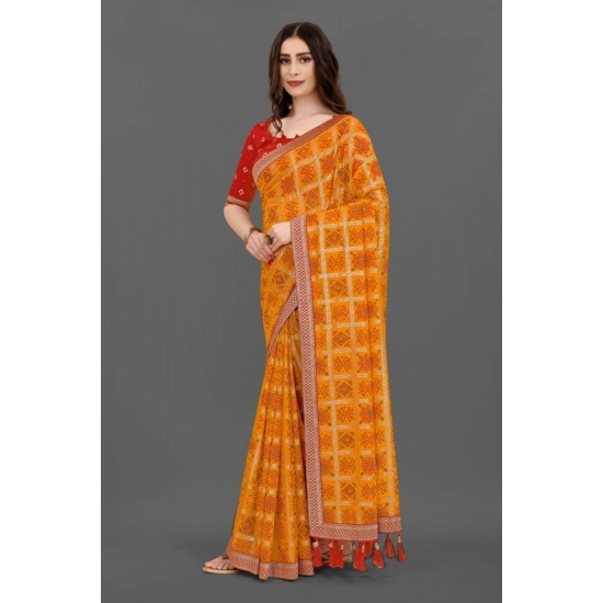 Generic Women's Soft Silk Printed Saree With Unstitched Blouse (Mustard, 5-6 Mtrs) Generic Women's Soft Silk Printed Saree With Unstitched Blouse (Mustard, 5-6 Mtrs)