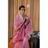 Generic Women's Mulmul Cotton Printed Saree With Unstitched Blouse (Pink, 5-6 Mtrs)