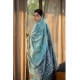 Generic Women's Mulmul Cotton Printed Saree With Unstitched Blouse (Blue, 5-6 Mtrs)