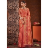 Generic Women's Organza Printed Saree With Unstitched Blouse (Red, 5-6 Mtrs)