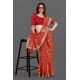 Generic Women's Soft Silk Printed Saree With Unstitched Blouse (Red, 5-6 Mtrs)