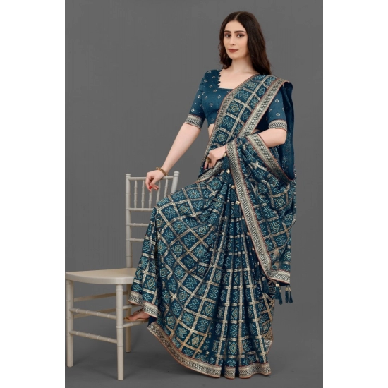 Generic Women's Soft Silk Printed Saree With Unstitched Blouse (Teal, 5-6 Mtrs) Generic Women's Soft Silk Printed Saree With Unstitched Blouse (Teal, 5-6 Mtrs)