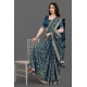 Generic Women's Soft Silk Printed Saree With Unstitched Blouse (Teal, 5-6 Mtrs)