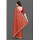 Generic Women's Soft Silk Printed Saree With Unstitched Blouse (Red, 5-6 Mtrs)