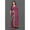 Generic Women's Soft Silk Printed Saree With Unstitched Blouse (Magenta, 5-6 Mtrs)