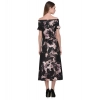 Generic Women's Cotton Blend Abstract Short Sleeves Dress (Black)