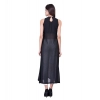 Generic Women's Cotton Blend Solid Sleeveless Dress (Black)