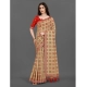 Generic Women's Soft Silk Printed Saree With Unstitched Blouse (Beige, 5-6 Mtrs)