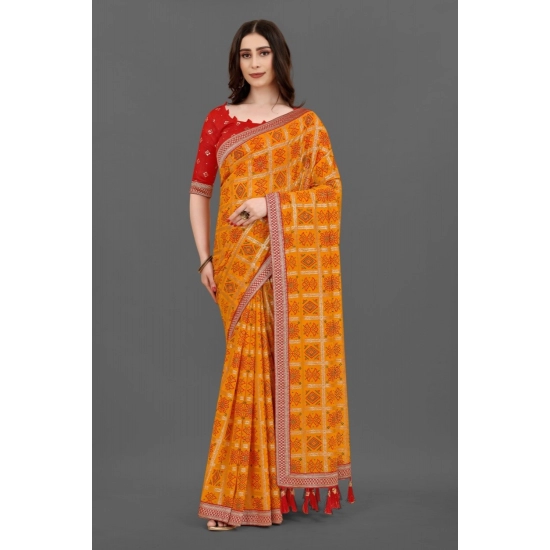 Generic Women's Soft Silk Printed Saree With Unstitched Blouse (Mustard, 5-6 Mtrs) Generic Women's Soft Silk Printed Saree With Unstitched Blouse (Mustard, 5-6 Mtrs)