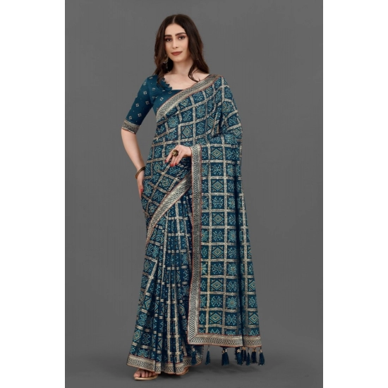 Generic Women's Soft Silk Printed Saree With Unstitched Blouse (Teal, 5-6 Mtrs) Generic Women's Soft Silk Printed Saree With Unstitched Blouse (Teal, 5-6 Mtrs)