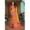 Generic Women's Soft Silk Printed Saree With Unstitched Blouse (Yellow, 5-6 Mtrs)