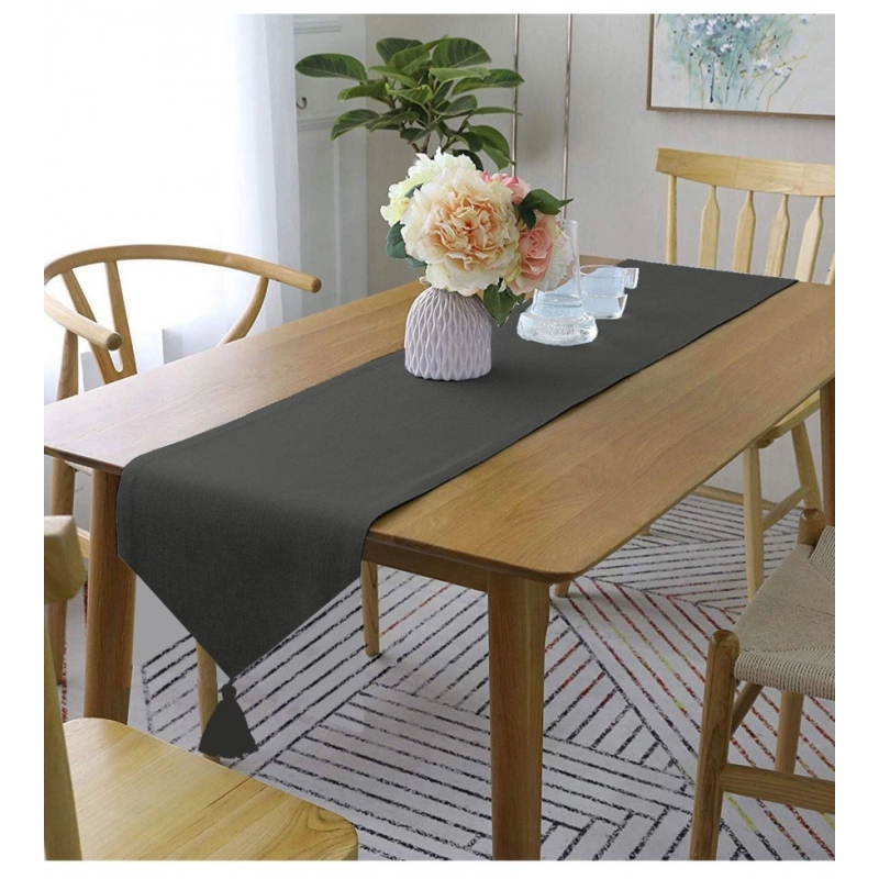 Generic Solid Cotton Table Runners (Dark Grey)