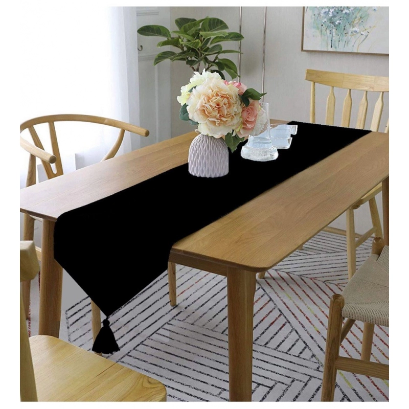 Generic Solid Cotton Table Runners (Black)