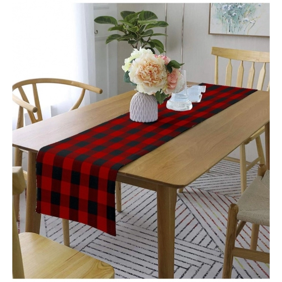 Generic Checked Cotton Table Runners (Red &amp; Black)
