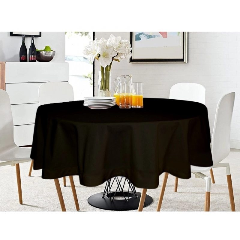 Generic Solid Cotton Plain Table Cloth (Black)