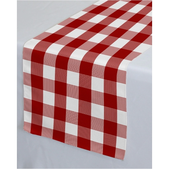 Generic Checked Cotton Table Runners (Red)