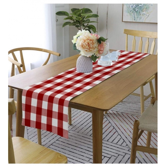 Generic Checked Cotton Table Runners (Red)