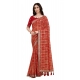 Generic Women's Soft Silk Printed Saree With Unstitched Blouse (Red, 5-6 Mtrs)