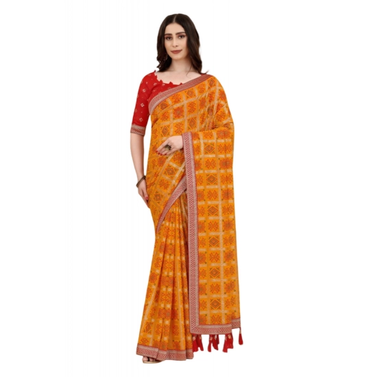 Generic Women's Soft Silk Printed Saree With Unstitched Blouse (Mustard, 5-6 Mtrs) Generic Women's Soft Silk Printed Saree With Unstitched Blouse (Mustard, 5-6 Mtrs)