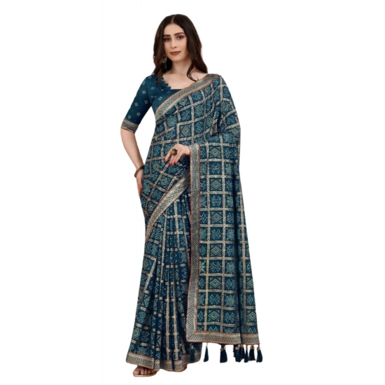 Generic Women's Soft Silk Printed Saree With Unstitched Blouse (Teal, 5-6 Mtrs) Generic Women's Soft Silk Printed Saree With Unstitched Blouse (Teal, 5-6 Mtrs)