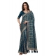 Generic Women's Soft Silk Printed Saree With Unstitched Blouse (Teal, 5-6 Mtrs)