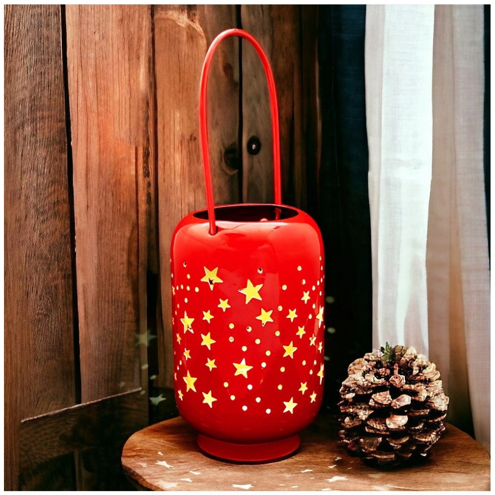 Generic Blissful Decor Cylinderical Stars Pattern Home Decoration (Red)