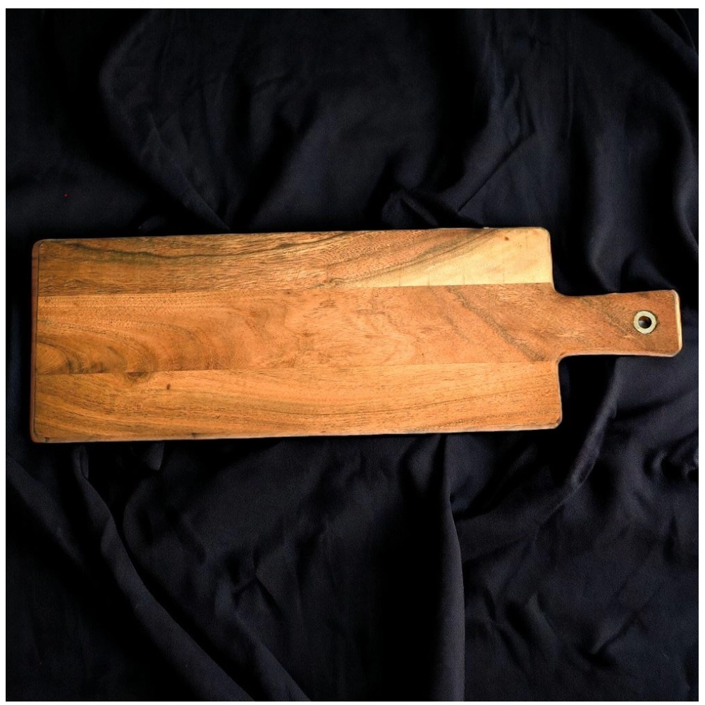 Generic Handmade Wooden Serving Platter With Double Handle (Brown)