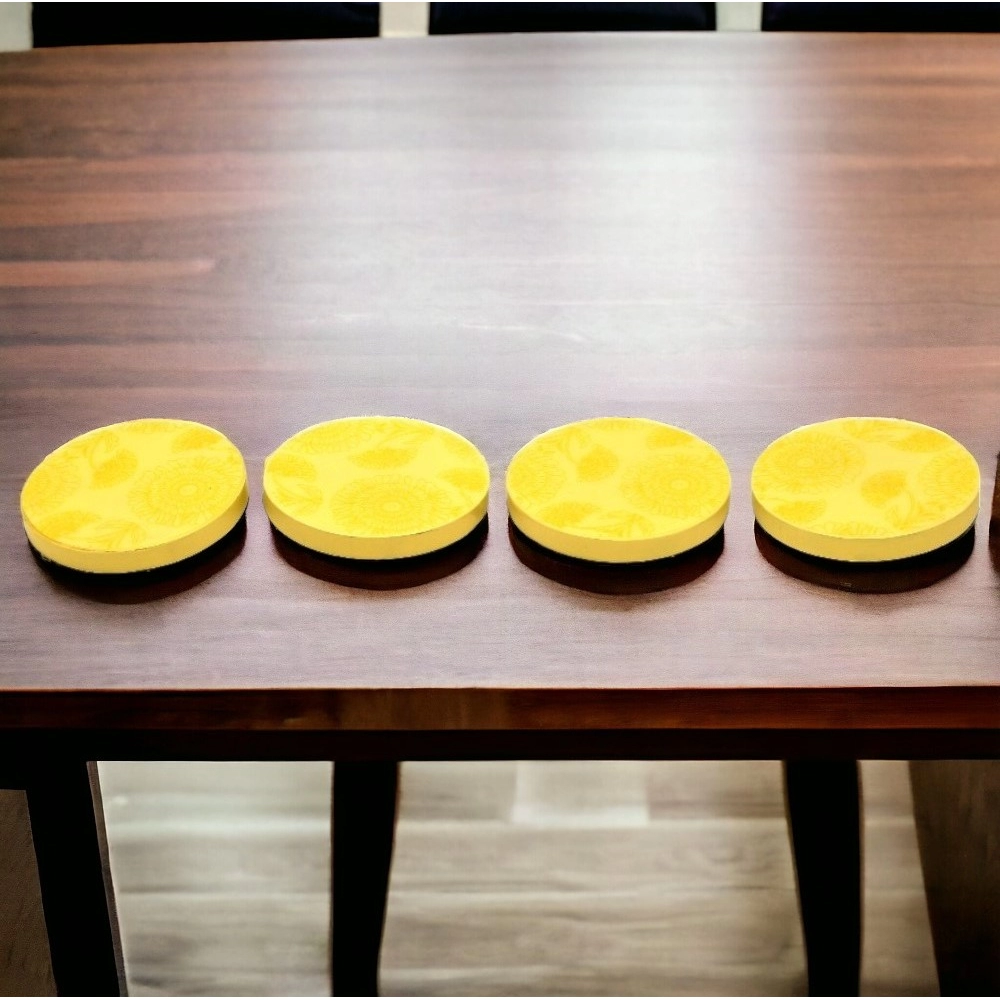 Generic Marigold Floral Printed Wooden Coasters (Yellow) Generic Marigold Floral Printed Wooden Coasters (Yellow)
