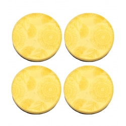 Generic Marigold Floral Printed Wooden Coasters (Yellow)