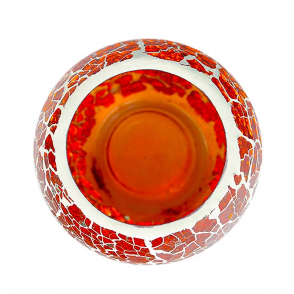 Generic Glass Crackle Tea Light Holder (Red) Generic Glass Crackle Tea Light Holder (Red)