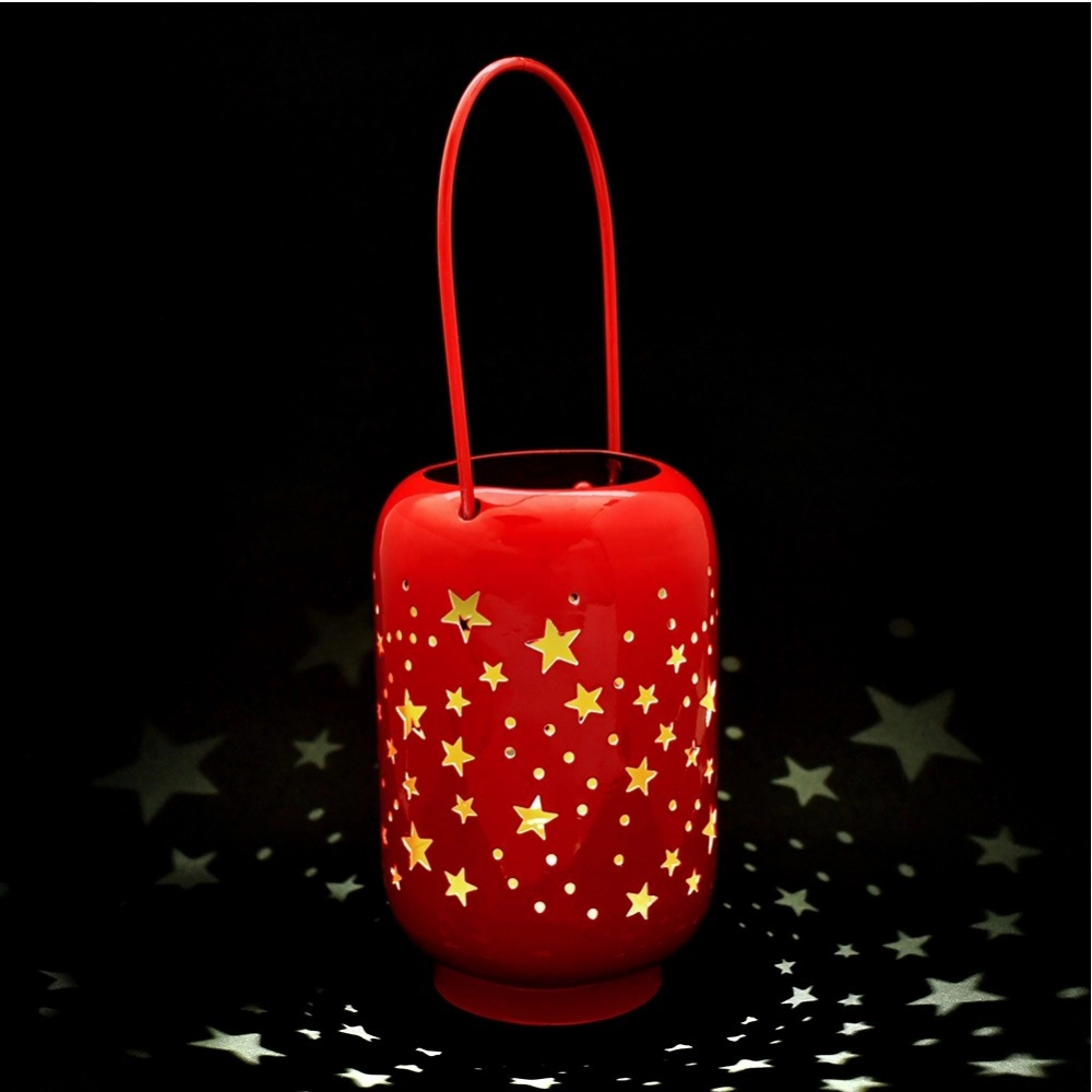 Generic Blissful Decor Cylinderical Stars Pattern Home Decoration (Red)