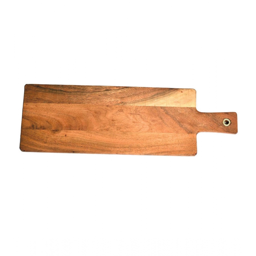 Generic Handmade Wooden Serving Platter With Double Handle (Brown)