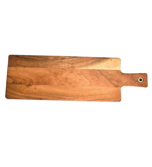 Generic Handmade Wooden Serving Platter With Double Handle (Brown)