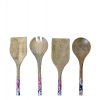 Generic Wooden Floral Printed Spatula Salad Servers For Kitchen Dinning (Brown)