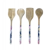 Generic Wooden Floral Printed Spatula Salad Servers For Kitchen Dinning (Brown)
