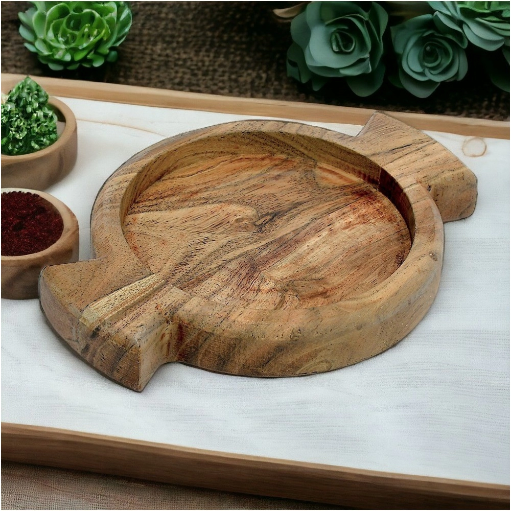 Generic Handmade Wooden Serving Platter With Double Handle (Brown) Generic Handmade Wooden Serving Platter With Double Handle (Brown)